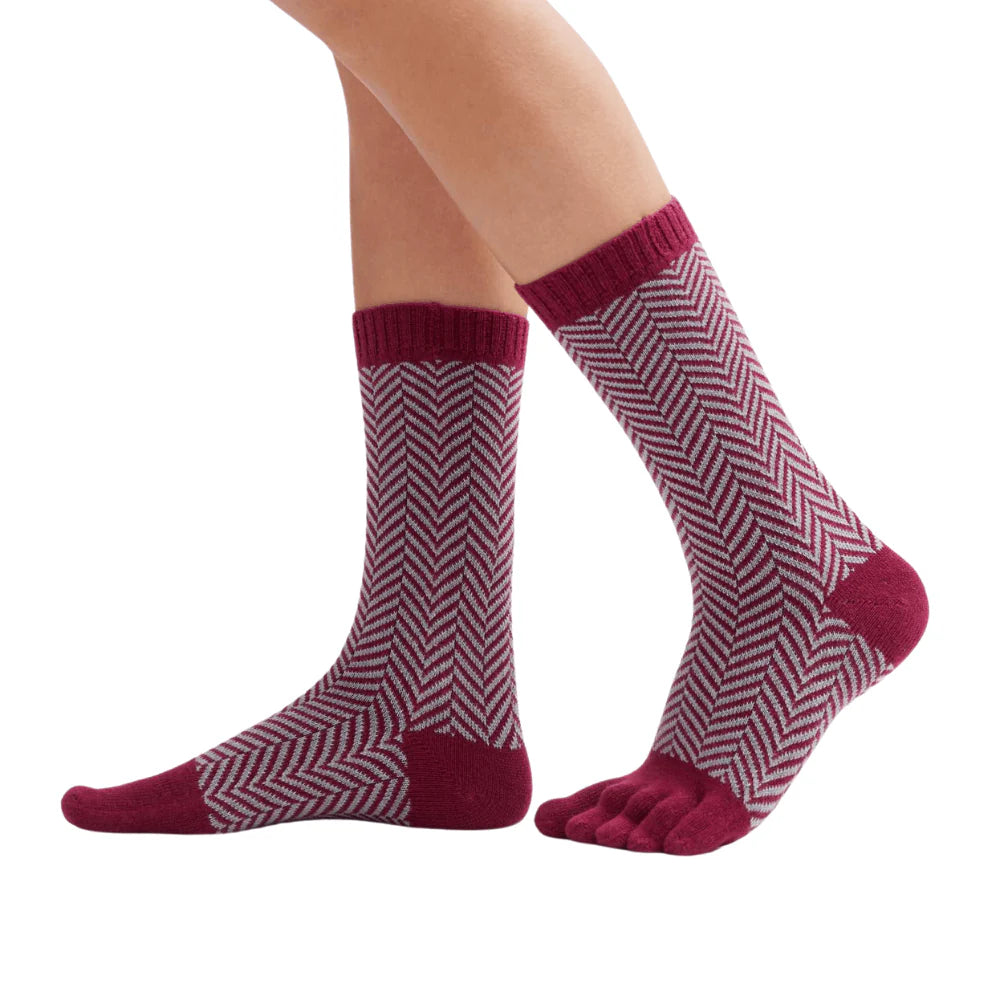 Knitido - Sill weinrot / hellgrau - Calcetines Nórdicos Barefoot Media Caña-Knitido-Cacles Barefoot-Tienda de calzado barefoot respetuoso minimalista