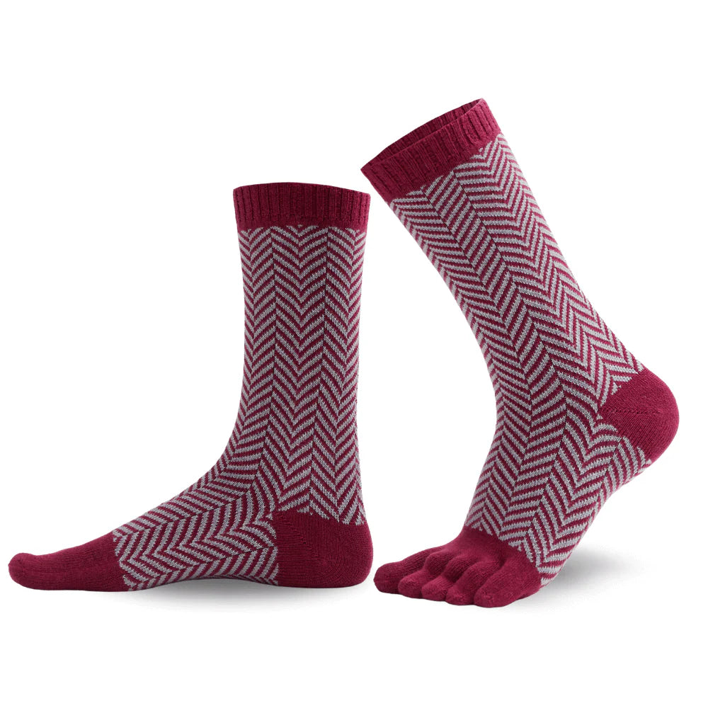 Knitido - Sill weinrot / hellgrau - Calcetines Nórdicos Barefoot Media Caña-Knitido-Cacles Barefoot-Tienda de calzado barefoot respetuoso minimalista