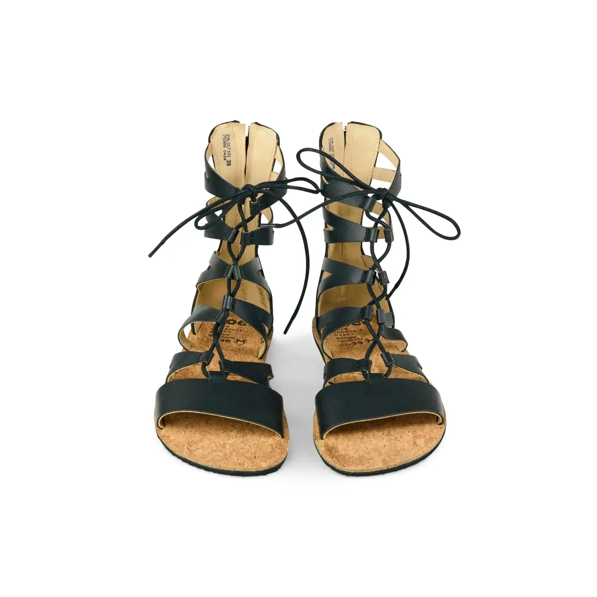 Koel Arina Napa Black - sandalias barefoot romanas de cordones
