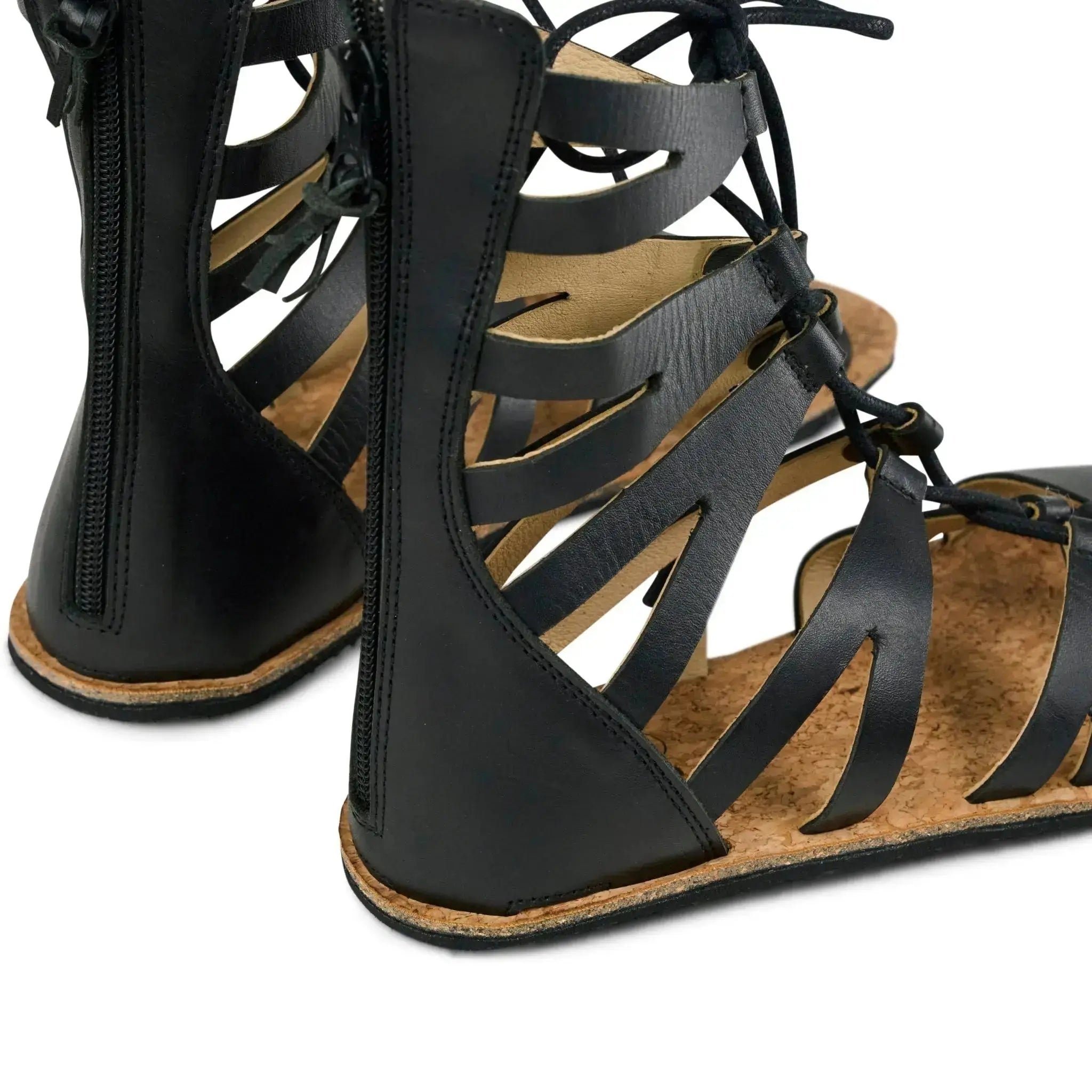 Koel Arina Napa Black - sandalias barefoot romanas de cordones