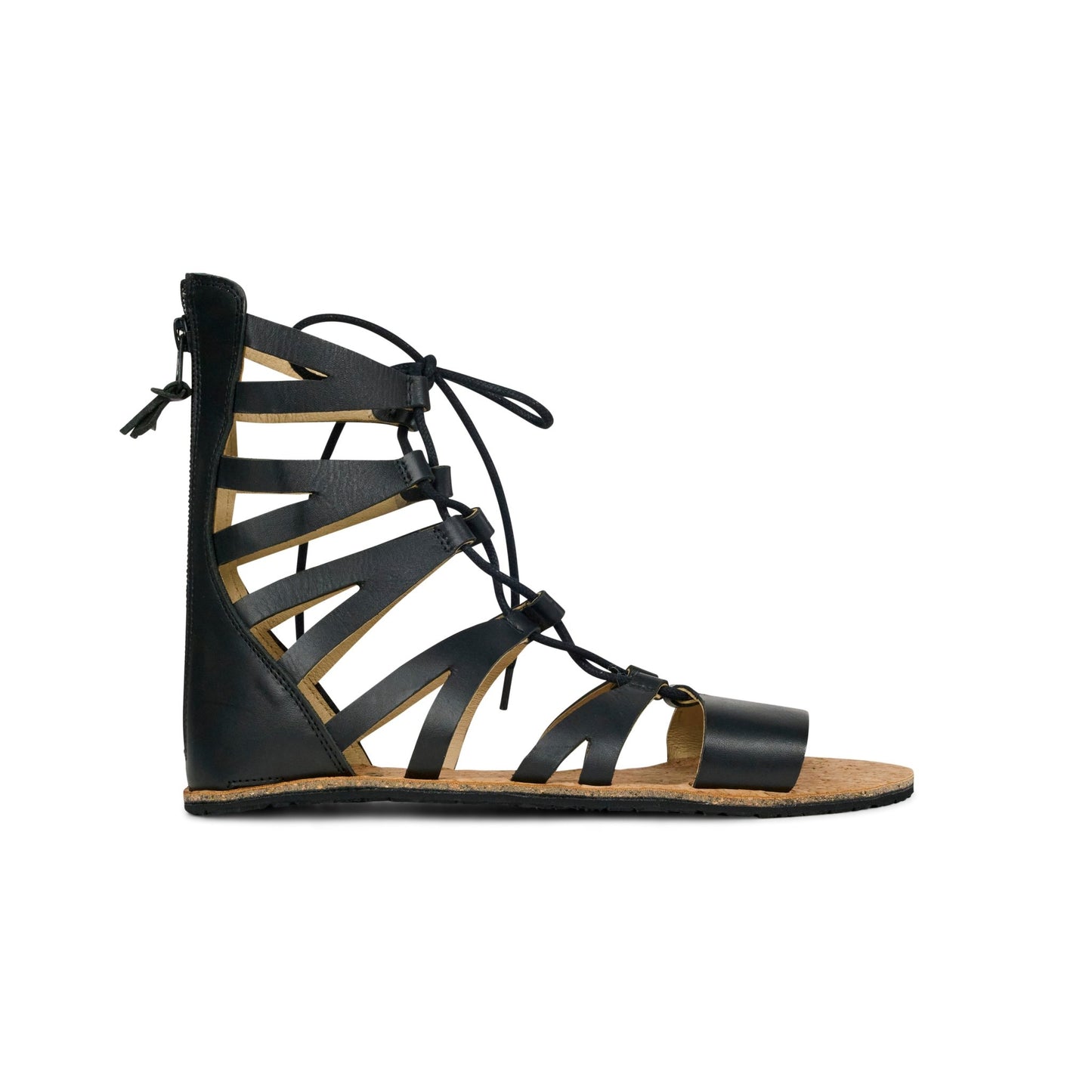 Koel Arina Napa Black - sandalias barefoot romanas de cordones - Cacles Barefoot