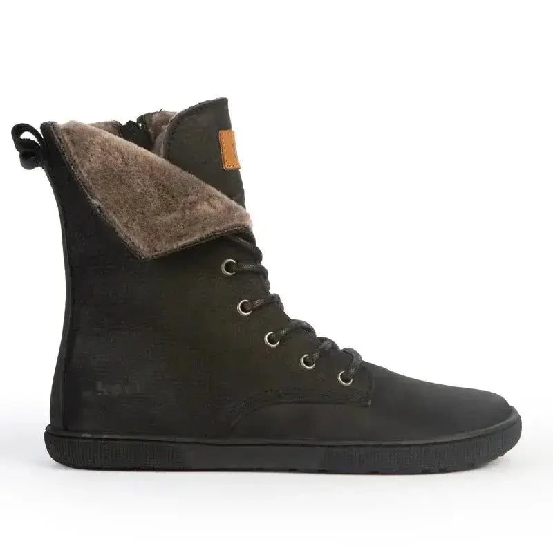 Koel - Faro Lambswool Black - Botas barefoot calientes unisex negras