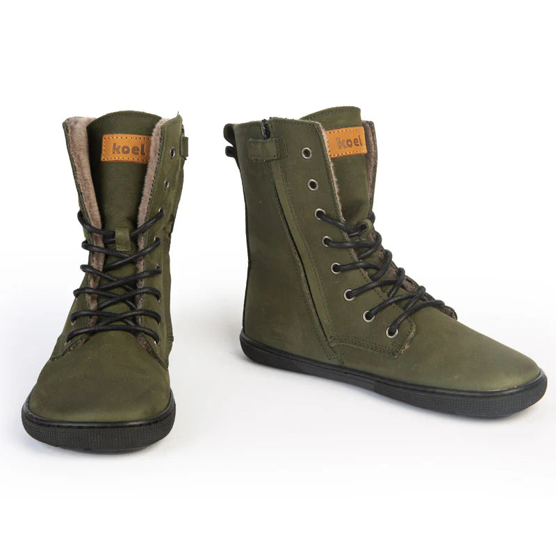 Koel - Faro Lambswool Khaki - Botas barefoot calientes