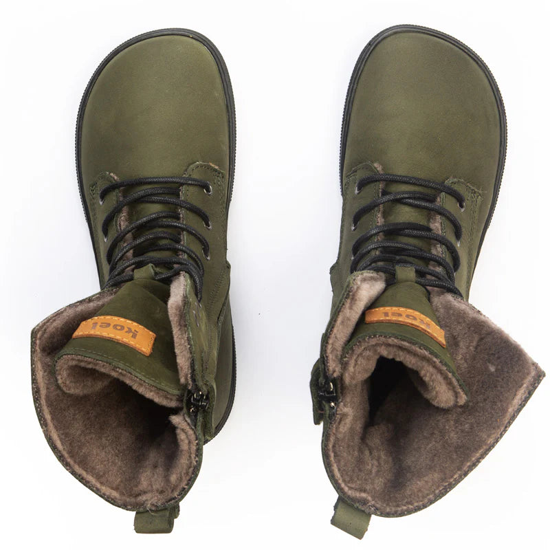 Koel - Faro Lambswool Khaki - Botas barefoot calientes