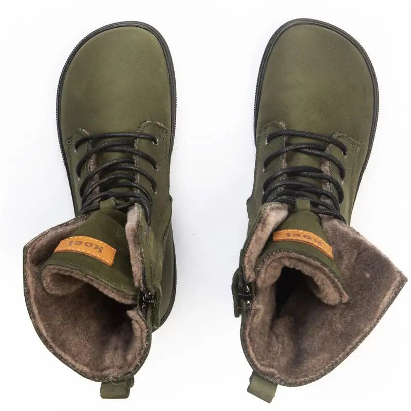 Koel - Faro Lambswool Khaki - Botas barefoot calientes