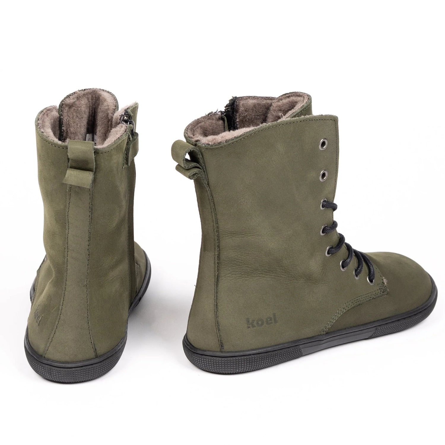 Koel - Faro Lambswool Khaki - Botas barefoot calientes