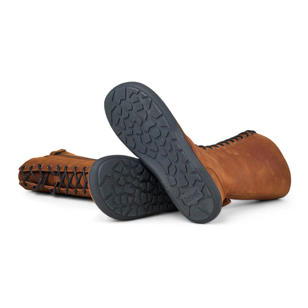 Koel Flora Hydro Chocolate - Botas altas barefoot para mujer marrones  Cacles Barefoot