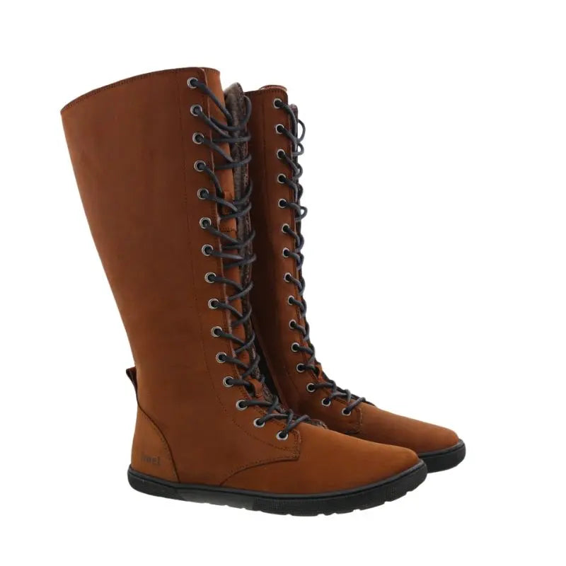 Koel - Flora Lambswool Chocolate - Botas altas barefoot calientes