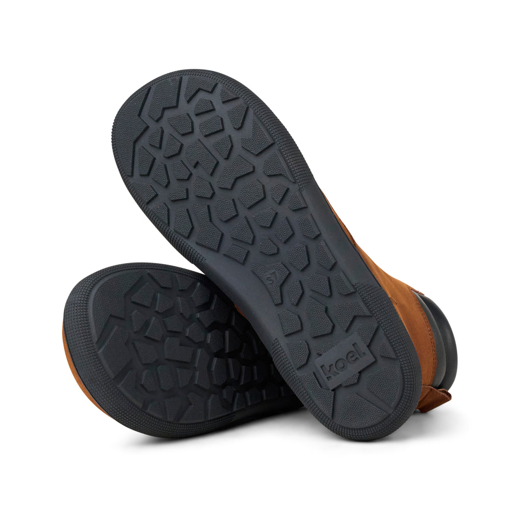 Koel Florence Lambswool Chocolate - Botas Barefoot unisex con forro invernal marrones
