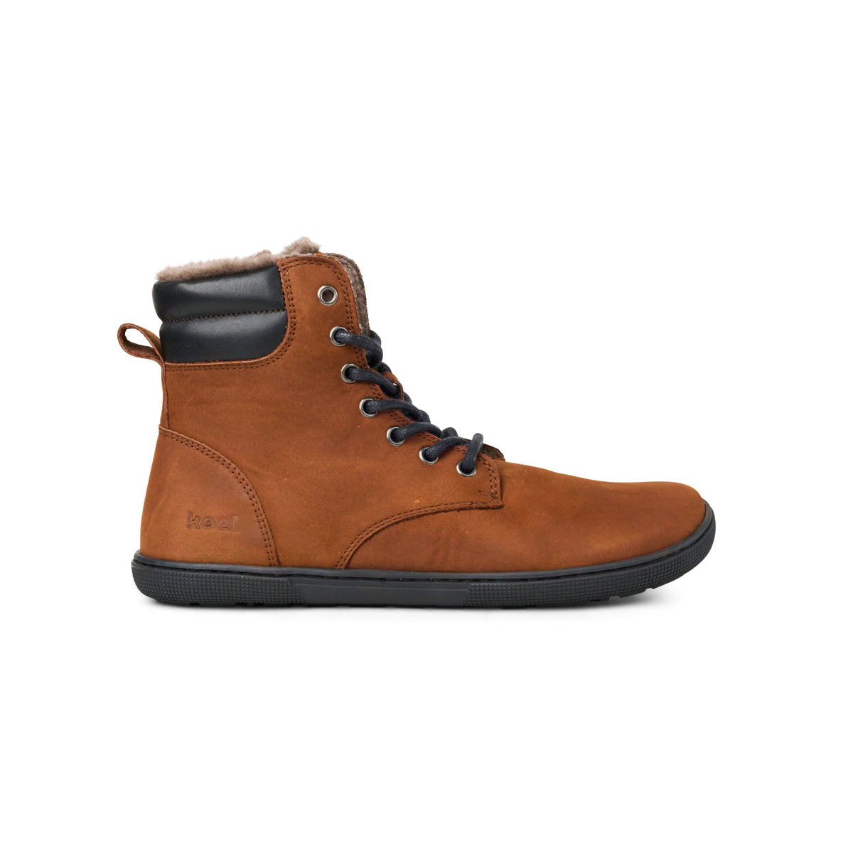Koel Florence Lambswool Chocolate - Botas Barefoot unisex con forro invernal marrones
