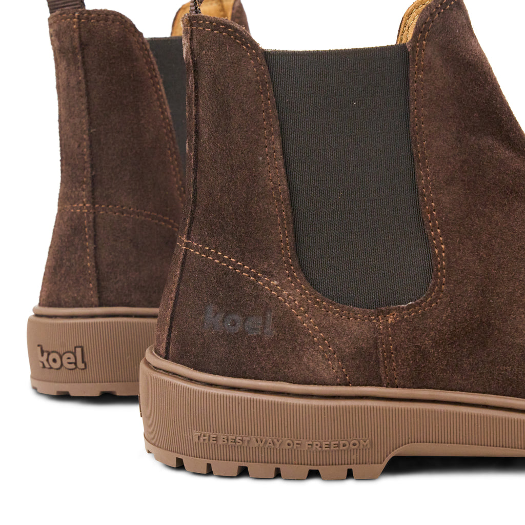 Koel Gavien Suede Chocolate - Botines chelsea barefoot unisex marrón oscuro