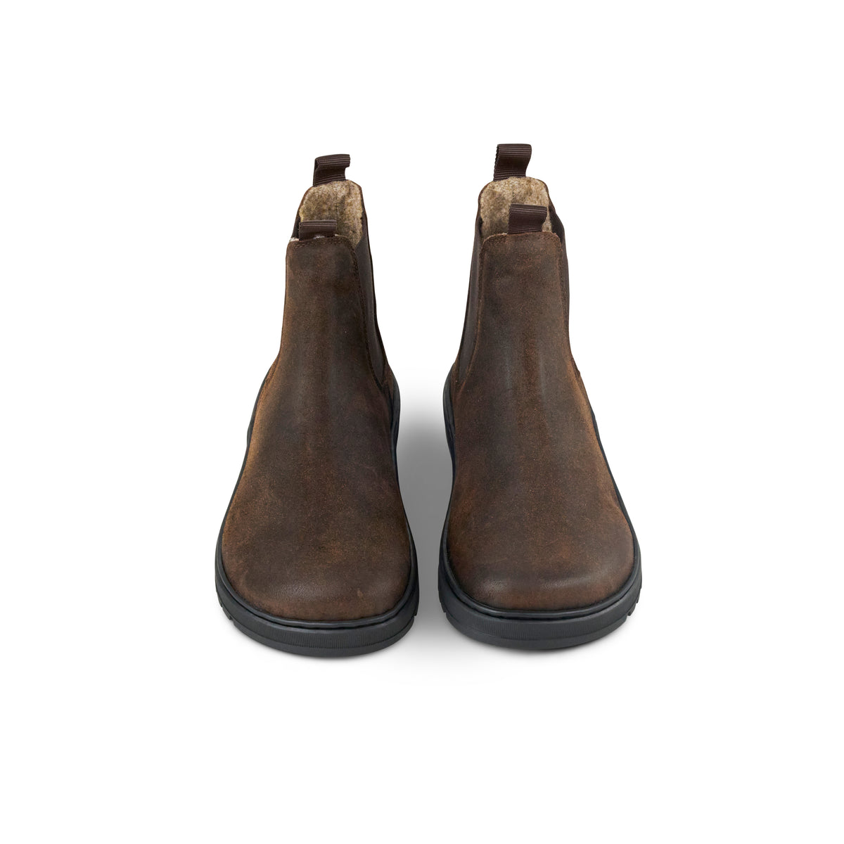 Koel Gavien Suede Felt Chocolate - Botines Chelsea barefoot calientes estilo chunky marrones  Cacles Barefoot