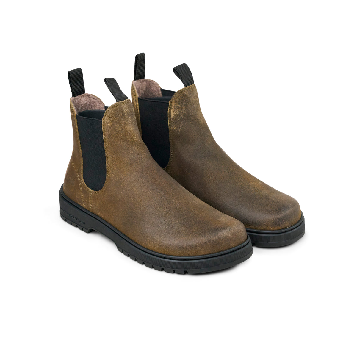 Koel Gavien Suede Felt DK Taupe - Botines Chelsea barefoot calientes estilo chunky marrones