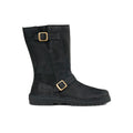 Koel Gyn Suede Felt Black - Bota motera barefoot con hebillas para mujer color negro