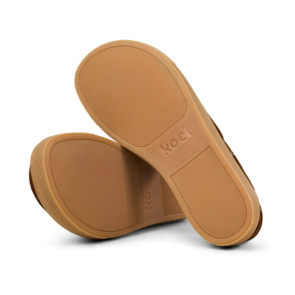 Koel Hivera Suede Cognac - Náuticos Barefoot de mujer marrones