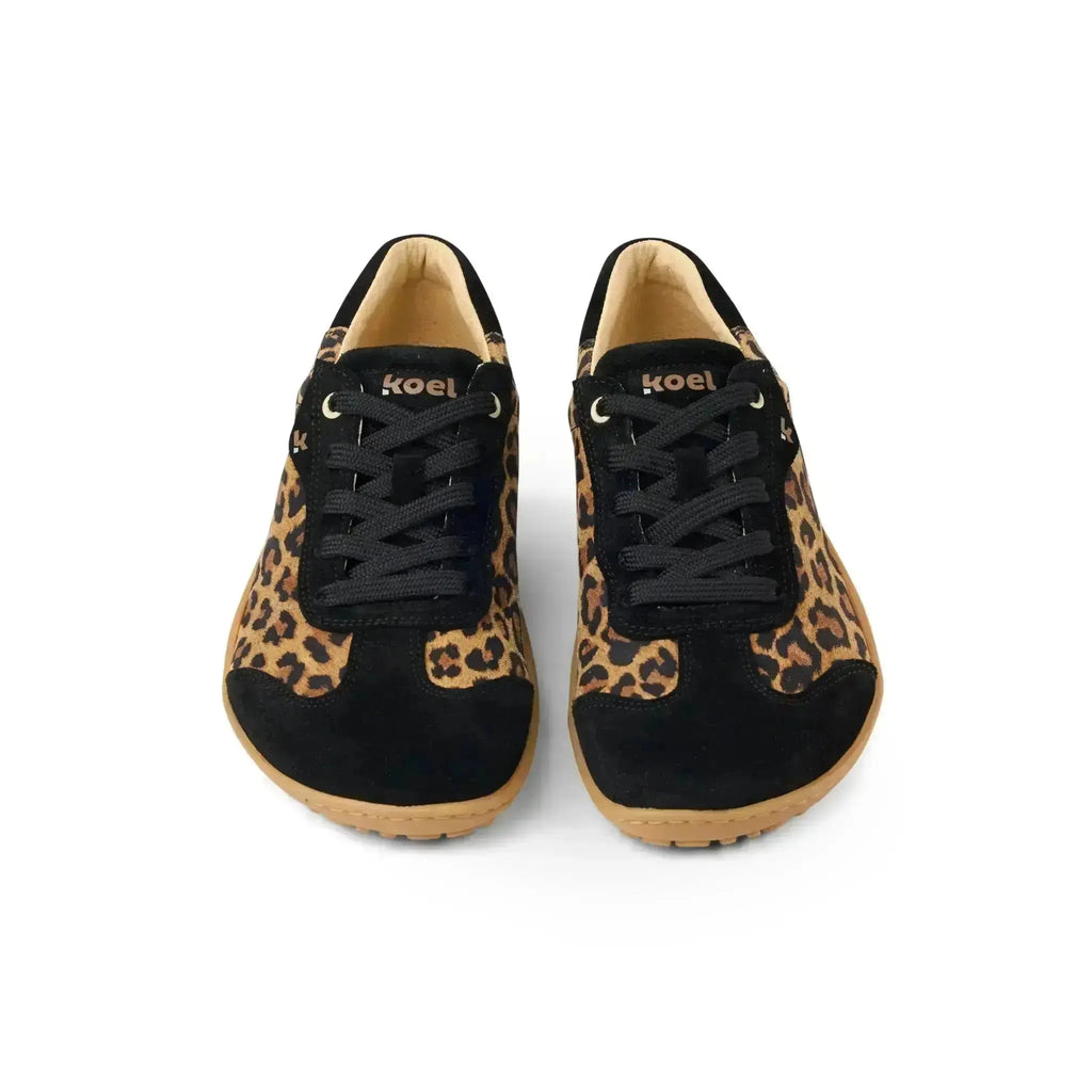 Koel - IVA Suede Leopardo - Zapatillas Barefoot Retro de Piel para mujer animal print