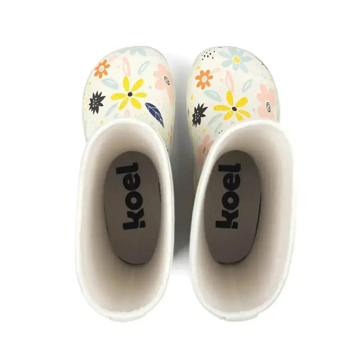 Koel4kids - Wellie White Flowers - bottes de pluie barefoot