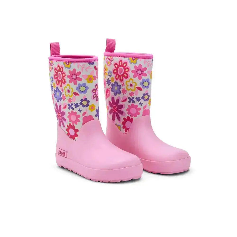 Koel4kids - Neoprene Wellie '25 Fuchsia Flowers - botas de agua barefoot infantiles con neopreno