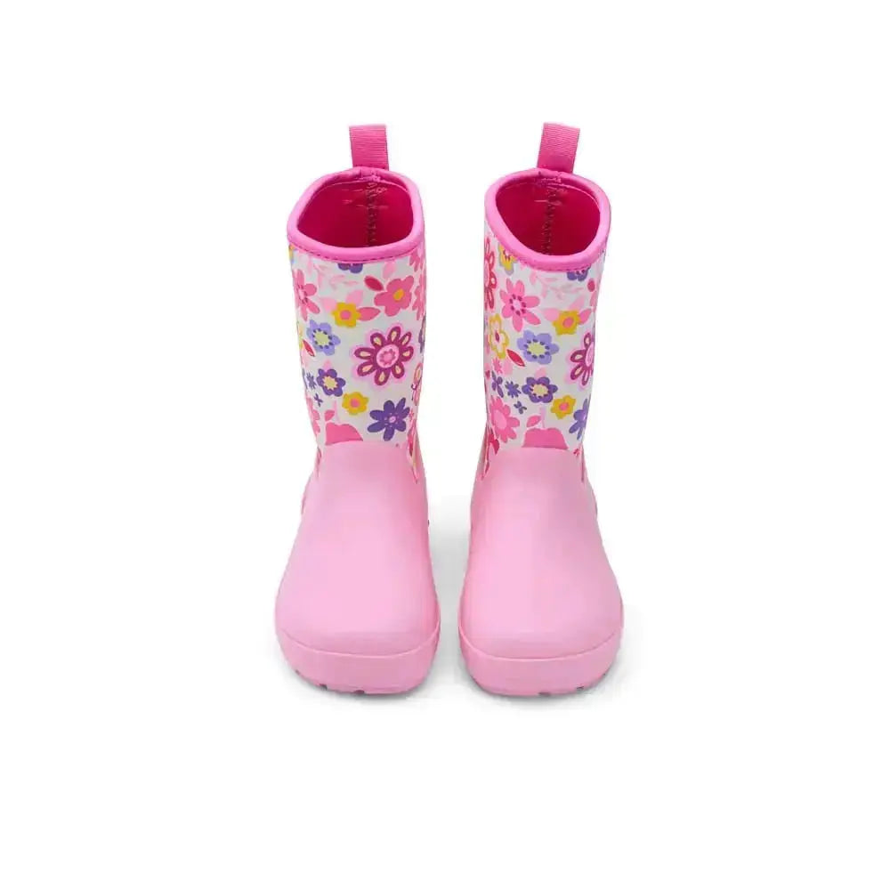 Koel4kids - Neoprene Wellie '25 Fuchsia Flowers - botas de agua barefoot infantiles con neopreno