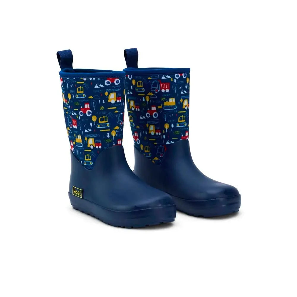 Koel4kids - Neoprene Wellie '25 Tractor Blue - botas de lluvia barefoot con neopreno