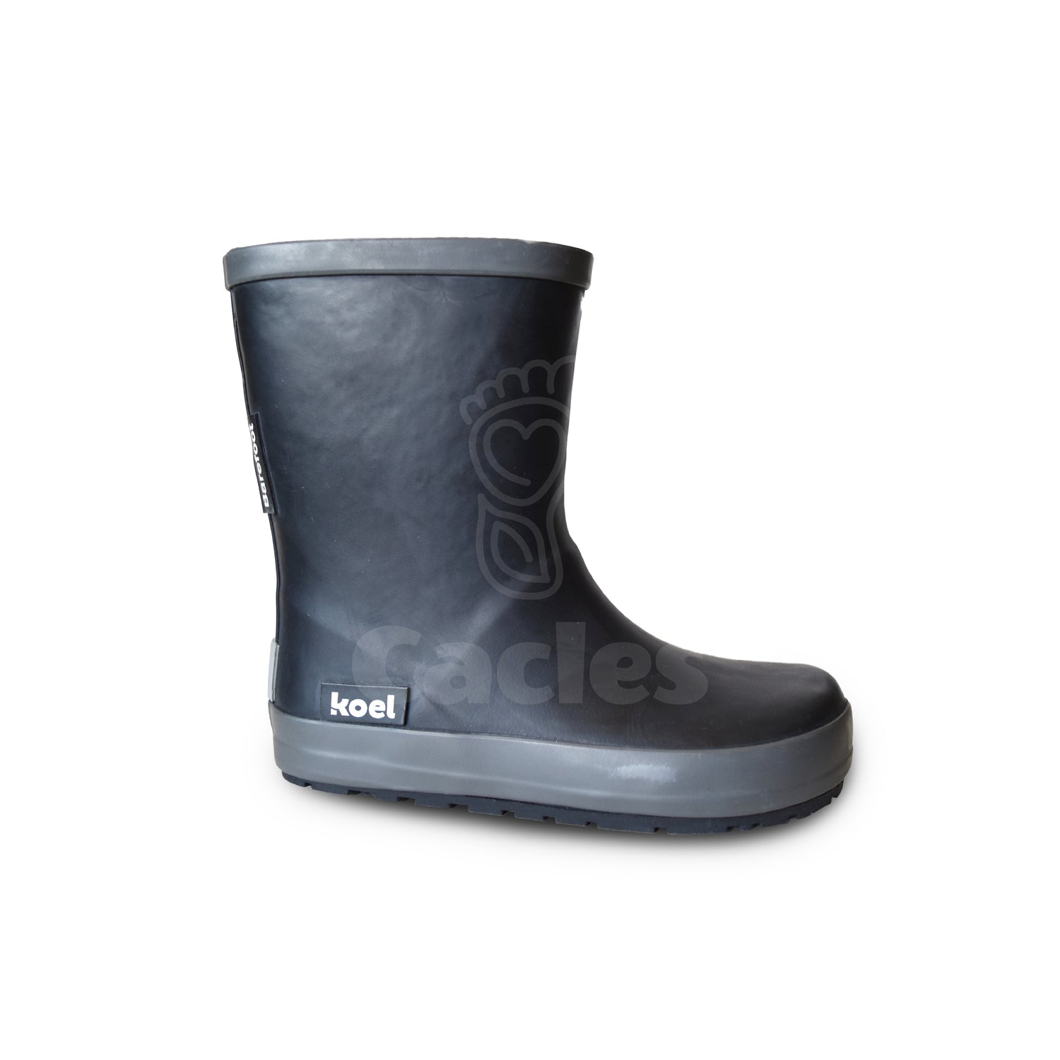 Koel4kids - Wellie Black - botas de lluvia barefoot-Koel4kids-Cacles Barefoot-Tienda de calzado barefoot respetuoso minimalista