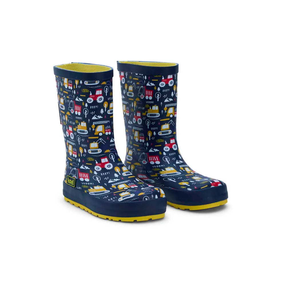 Koel4kids - Wellie Tractor Blue - botas de lluvia barefoot
