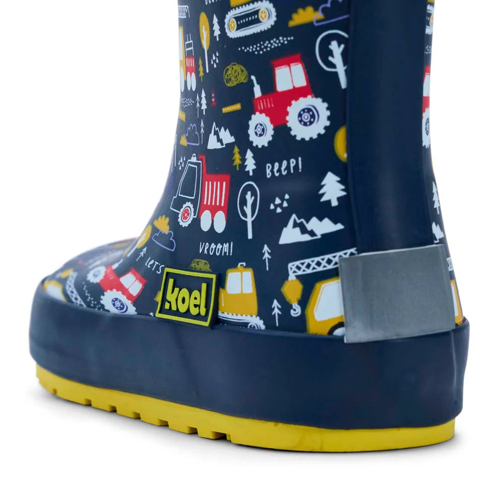 Koel4kids - Wellie Tractor Blue - botas de lluvia barefoot