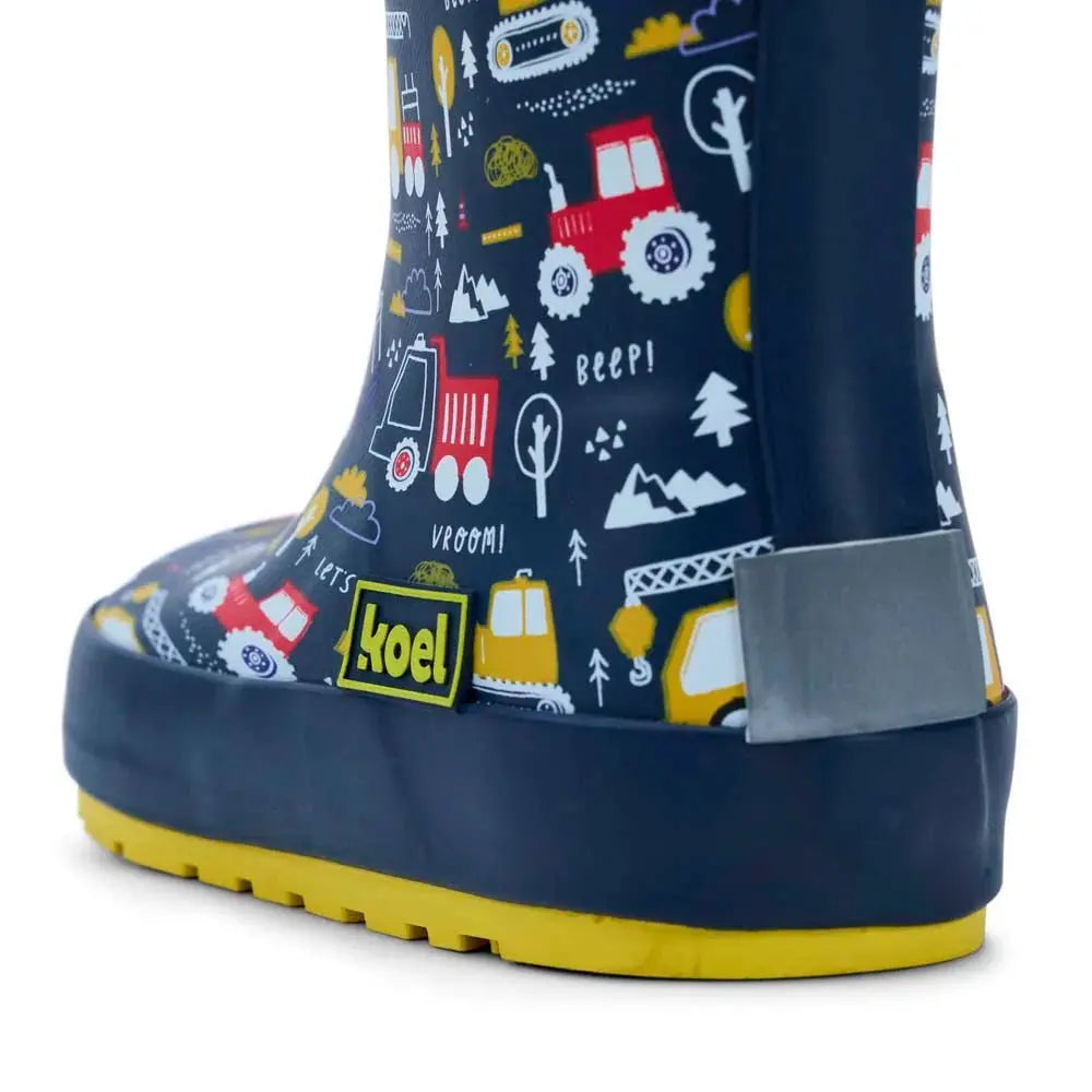 Koel4kids - Wellie Tractor Blue - botas de lluvia barefoot
