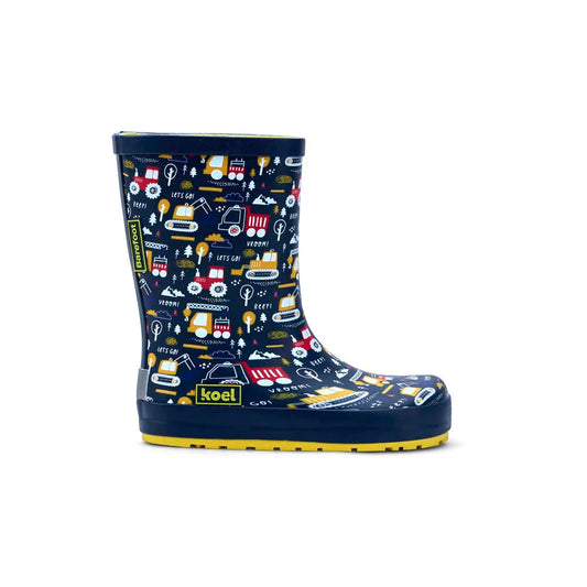 Koel4kids - Wellie Tractor Blue - botas de lluvia barefoot