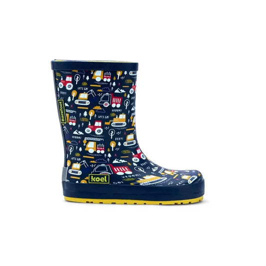 Koel4kids - Wellie Tractor Blue - botas de lluvia barefoot