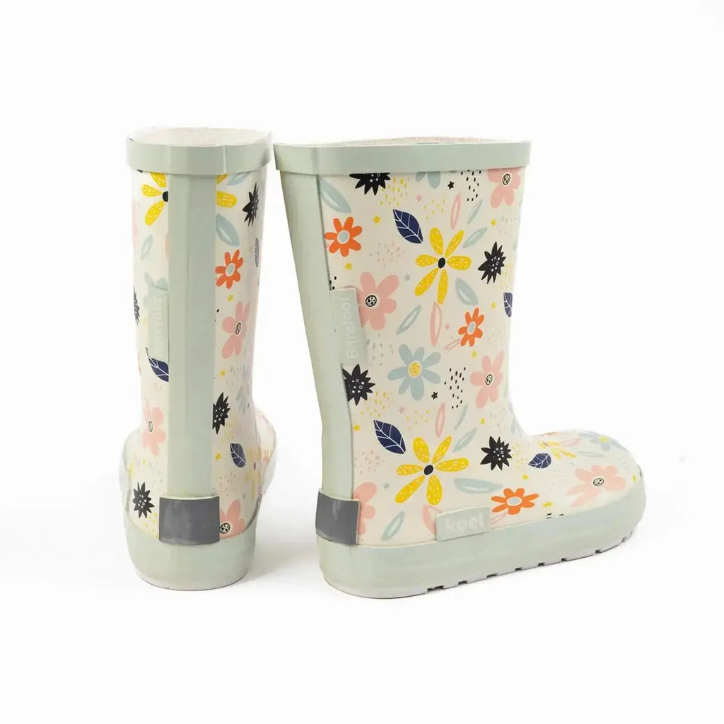 Koel4kids - Wellie White Flowers - botas de agua barefoot infantiles