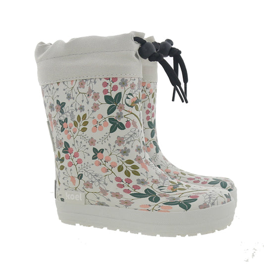 PREVENTA: Koel4kids - botas de lluvia barefoot - cordón ajustable y borreguito - flores blancas-Koel4kids-Cacles Barefoot