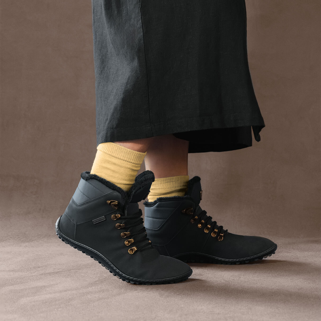 Leguano - Husky Schwarz - Botas Barefoot invernales con forro caliente