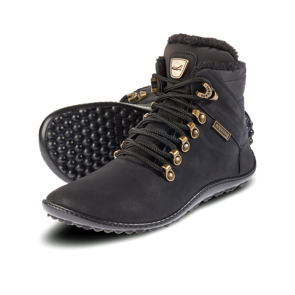 Leguano - Husky Schwarz - Botas Barefoot invernales con forro caliente