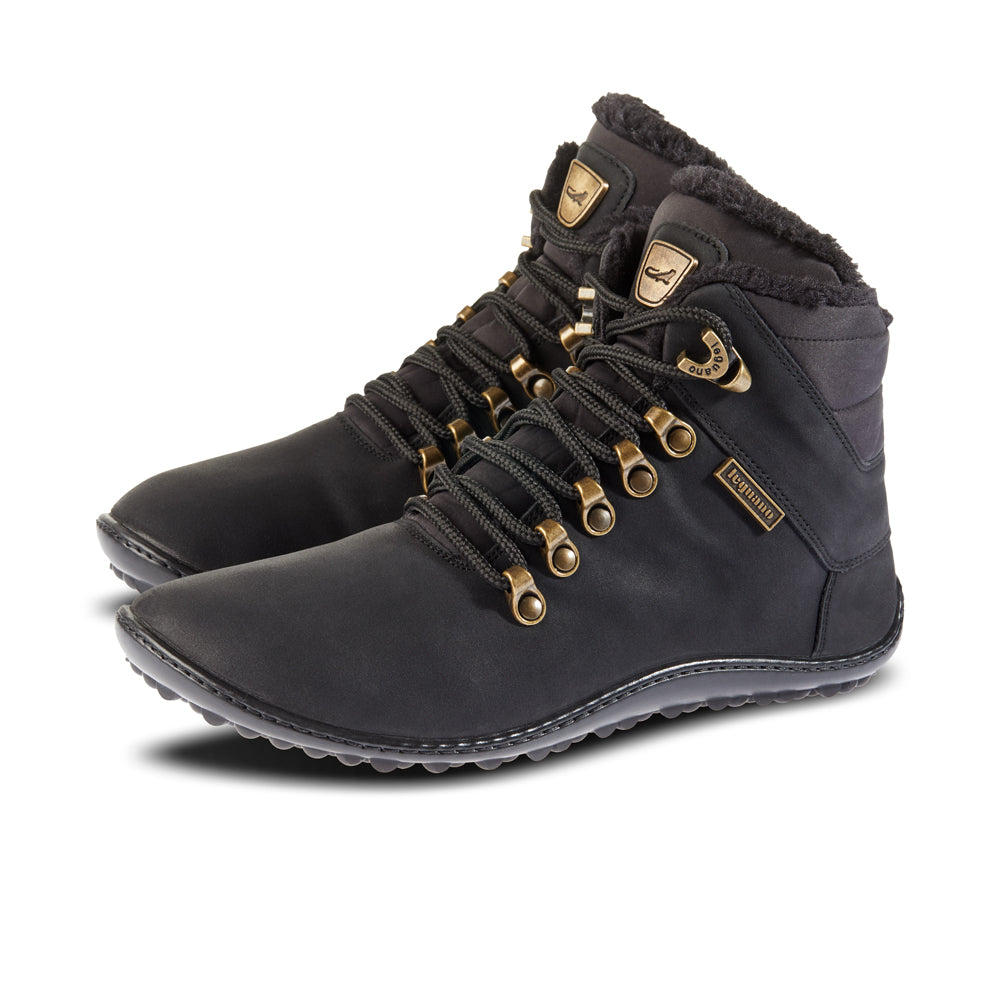 Leguano - Husky Schwarz - Botas Barefoot invernales con forro caliente