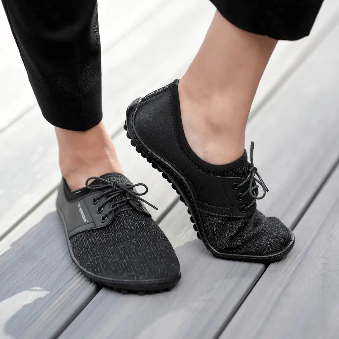 Leguano Juno Schwarz - Zapatillas Casual y de Oficina Unisex Negras  Cacles Barefoot