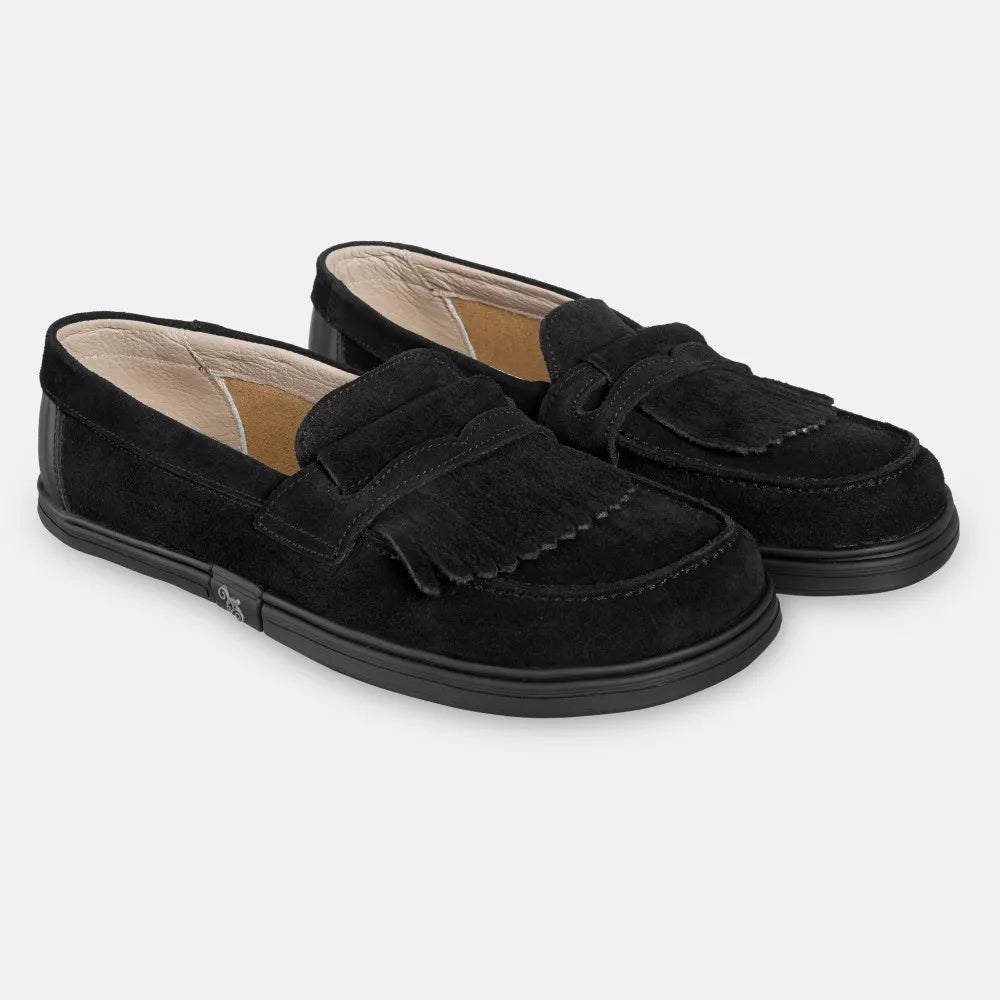 Magical Shoes Pienza Black Suede - Mocasines barefoot unisex negros  Cacles Barefoot