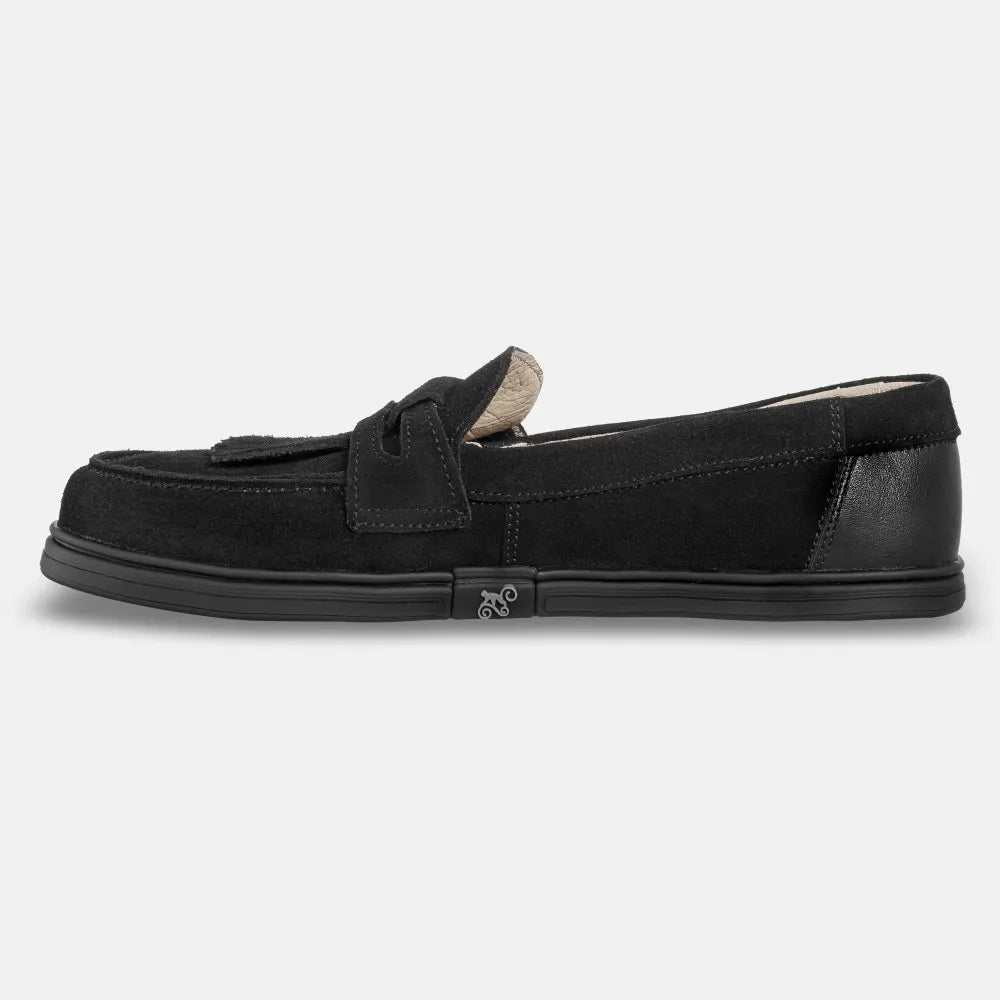 Magical Shoes Pienza Black Suede - Mocasines barefoot unisex negros  Cacles Barefoot