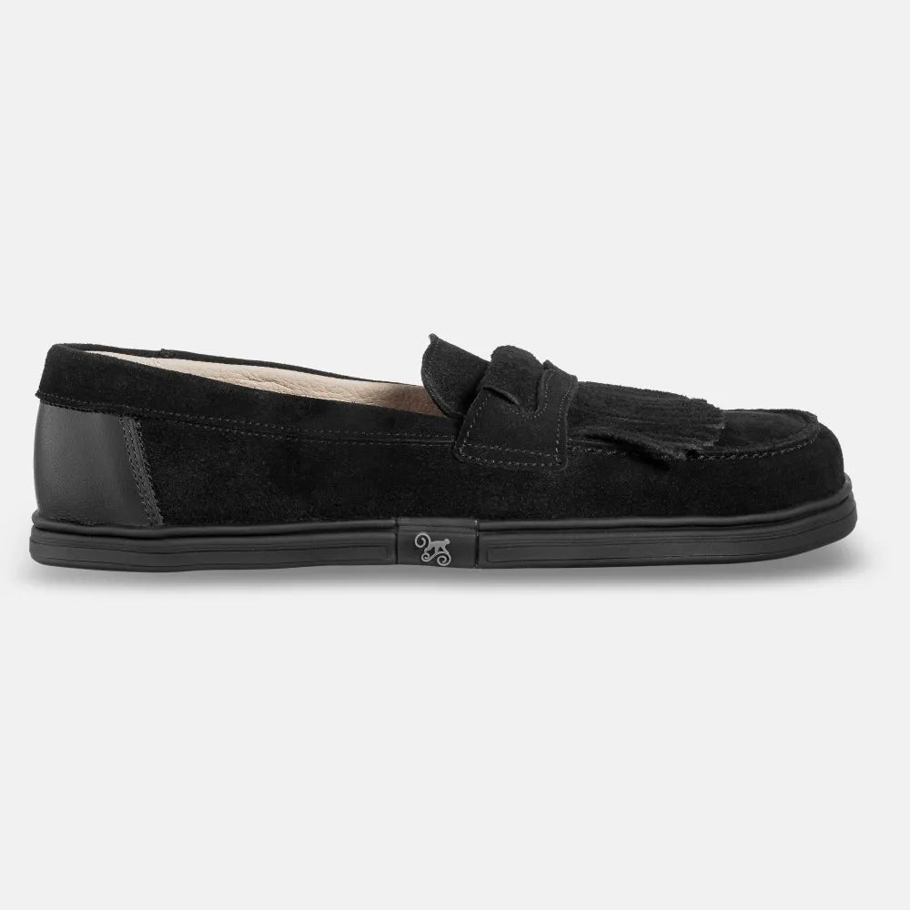 Magical Shoes Pienza Black Suede - Mocasines barefoot unisex negros  Cacles Barefoot