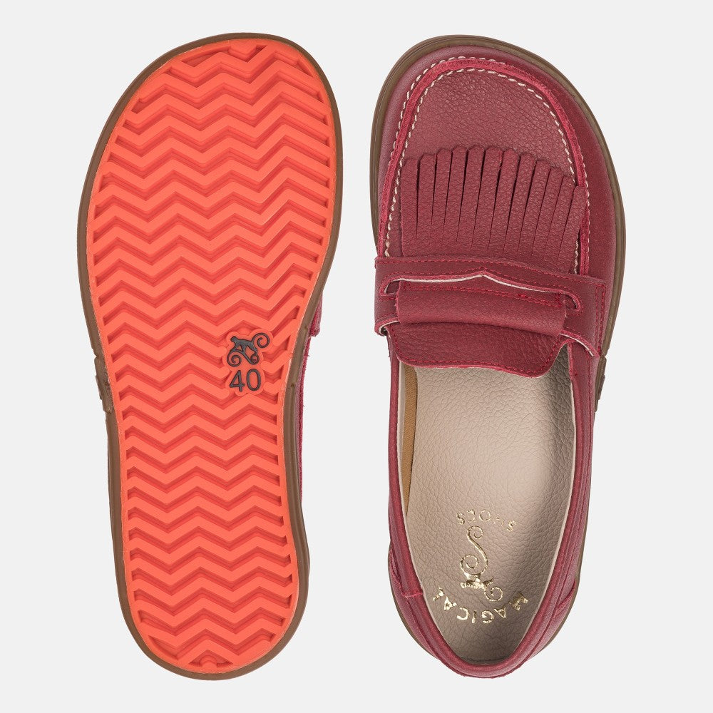 Magical Shoes Pienza Red - Mocasines barefoot unisex burdeos  Cacles Barefoot
