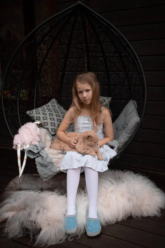 OmaKing - Mini-Suus Blue&Dots- zapatillas de casa barefoot fieltro y lana