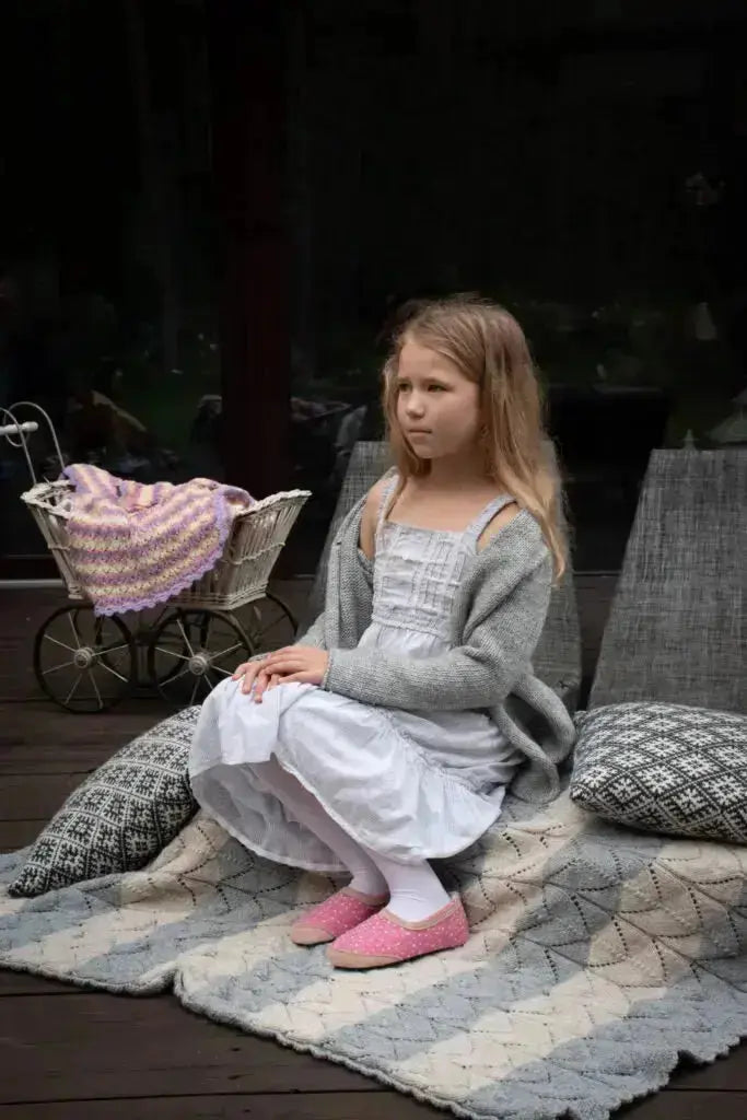 OmaKing - Mini-Suus Pink&Dots- zapatillas de casa barefoot fieltro y lana
