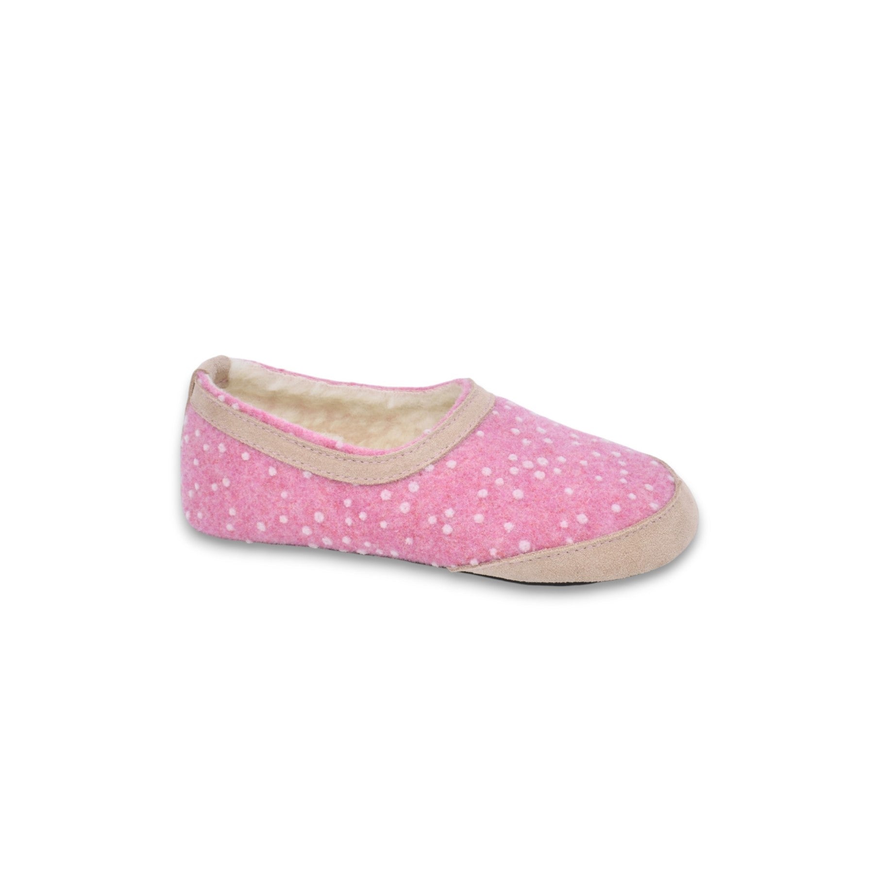 OmaKing - Mini - Suus Pink&Dots - zapatillas de casa barefoot fieltro y lana - Cacles Barefoot