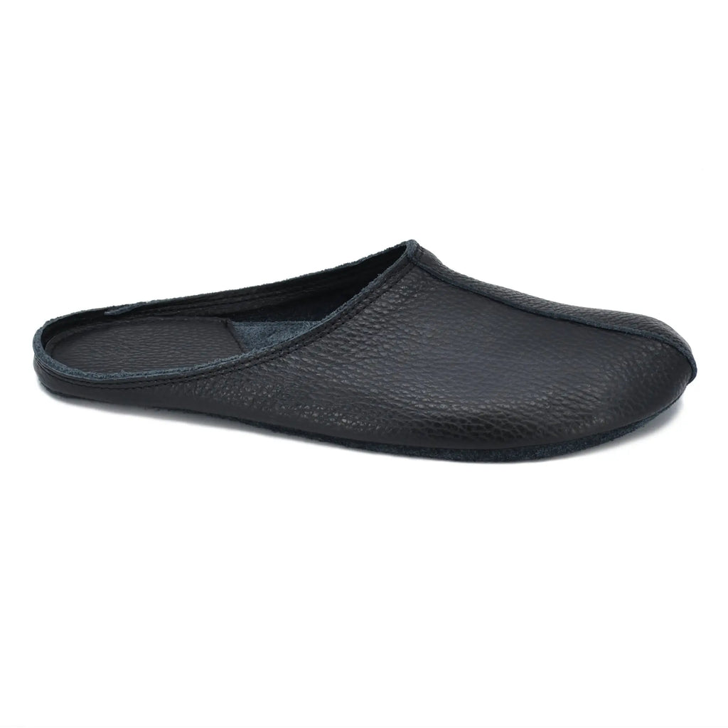 OmaKing Sulbi Black - Zapatillas de casa barefoot sin talón de cuero reciclado negras  Cacles Barefoot