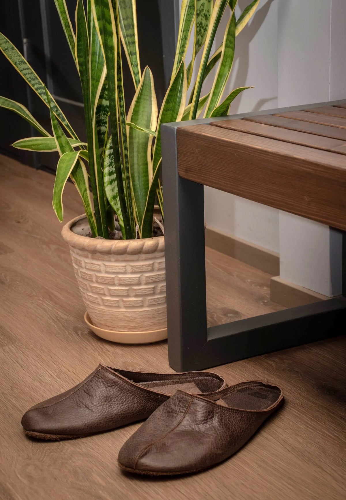 OmaKing Sulbi Dark Brown - Zapatillas de casa barefoot sin talón de cuero reciclado marrón oscuro  Cacles Barefoot