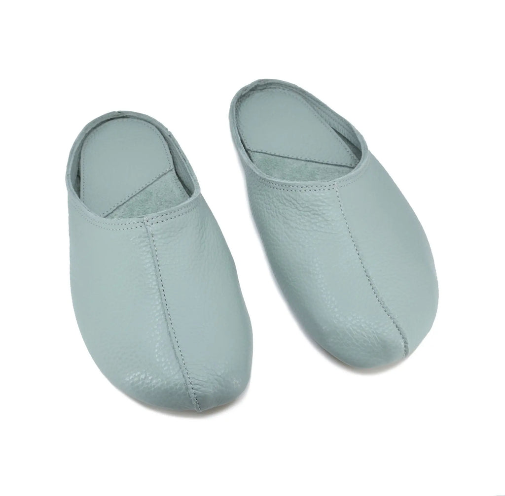 OmaKing Sulbi Mint - Zapatillas de casa barefoot sin talón de cuero verde menta  Cacles Barefoot