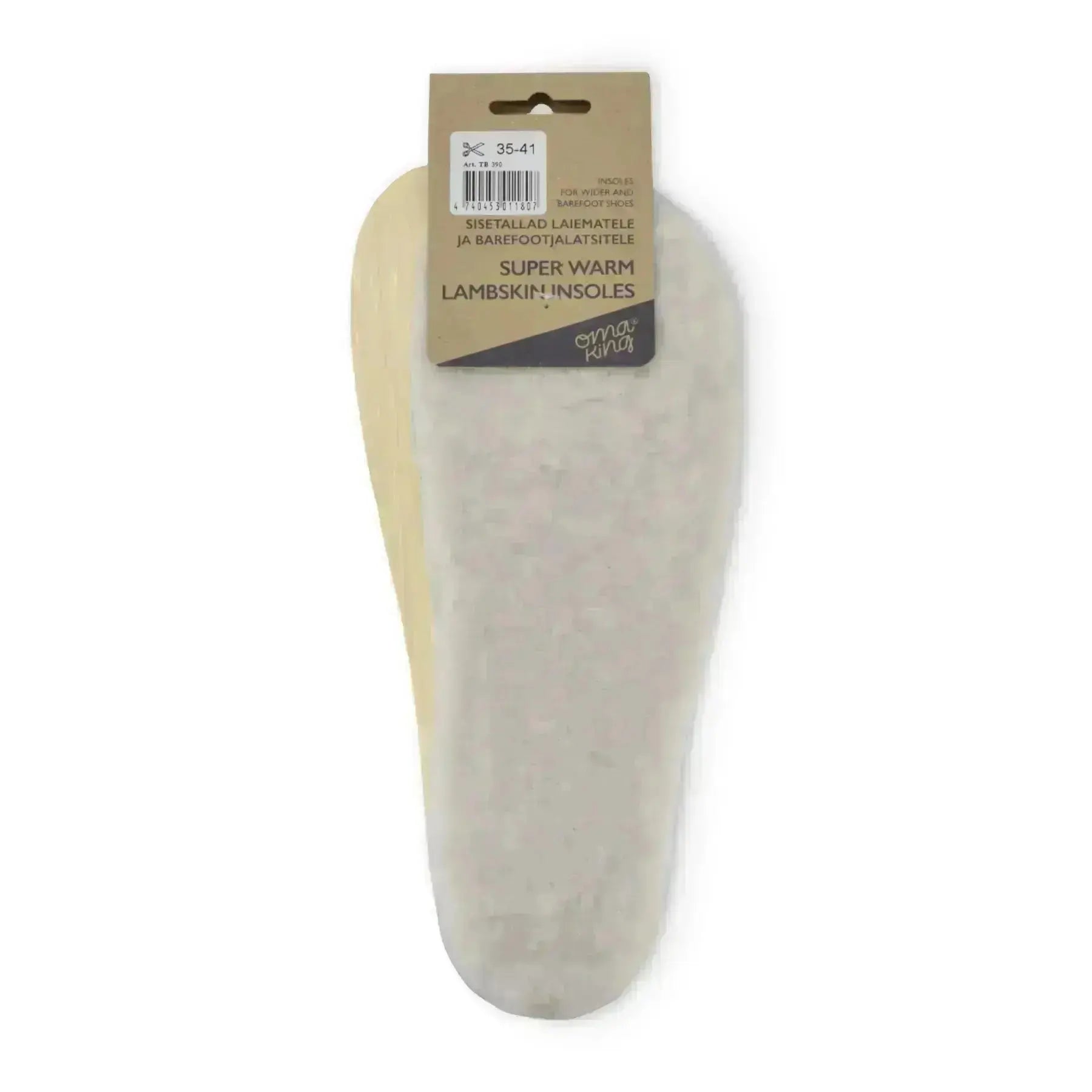 OmaKing Superwarm Lambskin - Semelles barefoot chaudes en peau d'agneau et laine, découpables, 9 mm