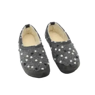 OmaKing - Suus Grey & Dots- zapatillas de casa barefoot textil y lana