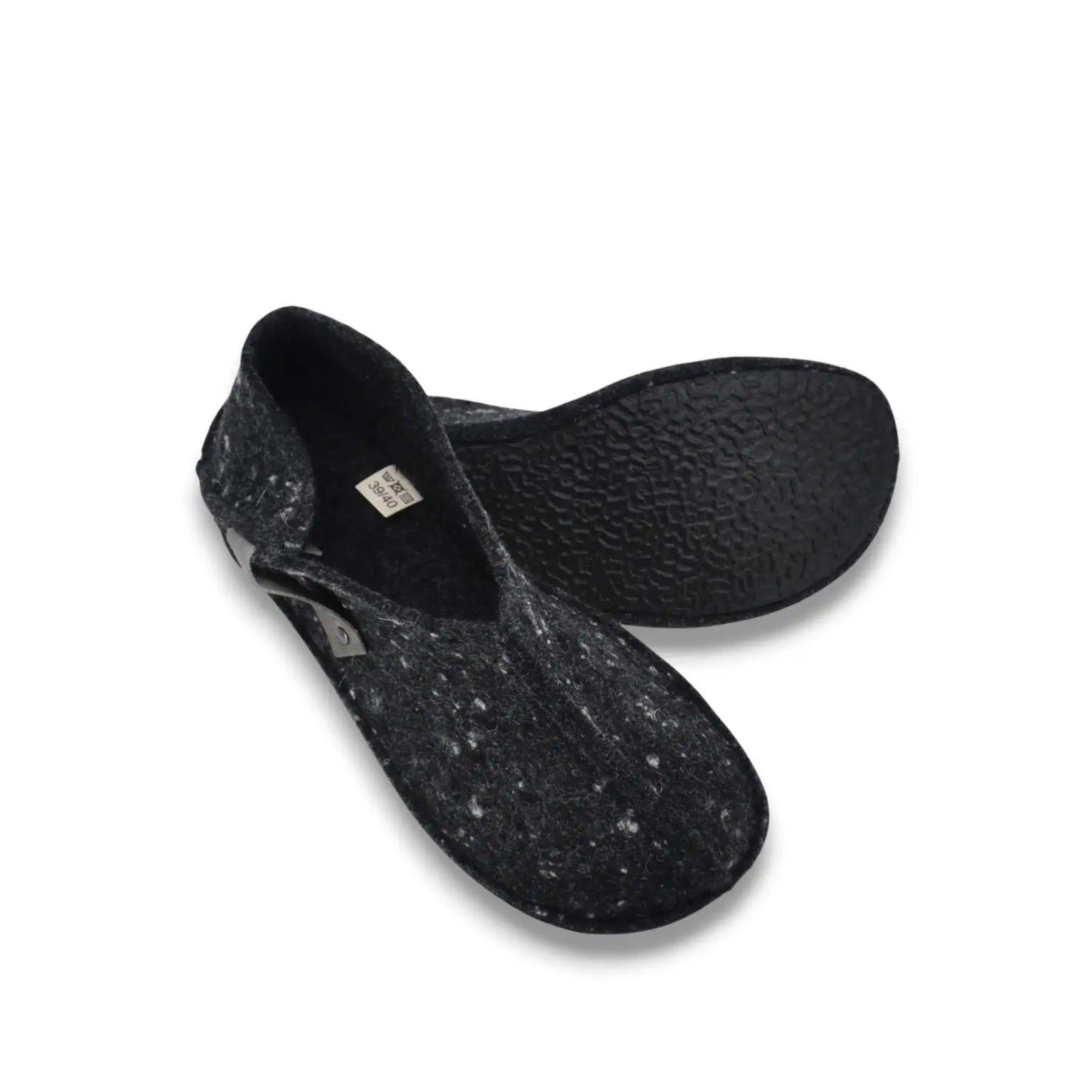 OmaKing - Tohkri Grey & Dots - babuchas de casa barefoot de fieltro