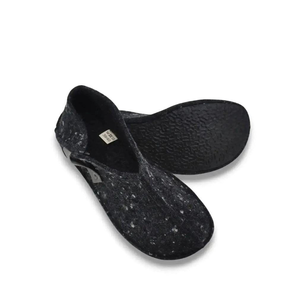 OmaKing - Tohkri Gris & Pois - chaussons barefoot en feutre